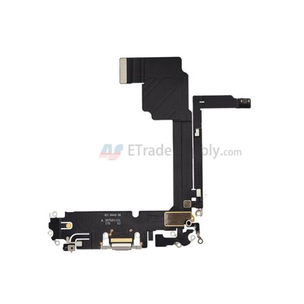For Apple iPhone 15 Pro Max Charging Port Flex Cable Ribbon Replacement - White Titanium - Grade S+