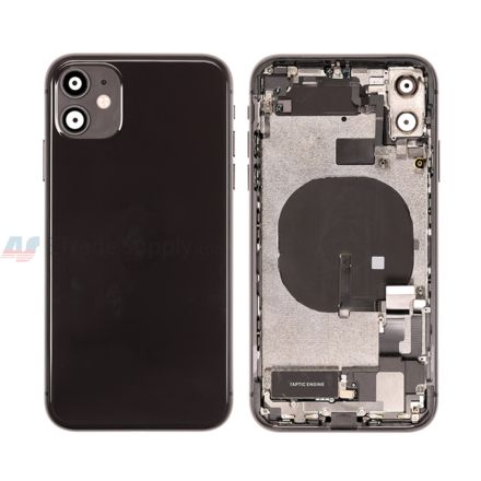 For Apple iPhone 11 Rear Housing with Battery Door and Apple Logo Replacement - Black - Grade S+