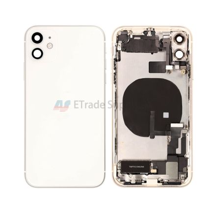 For Apple iPhone 11 Rear Housing with Battery Door and Apple Logo Replacement - White - Grade S+