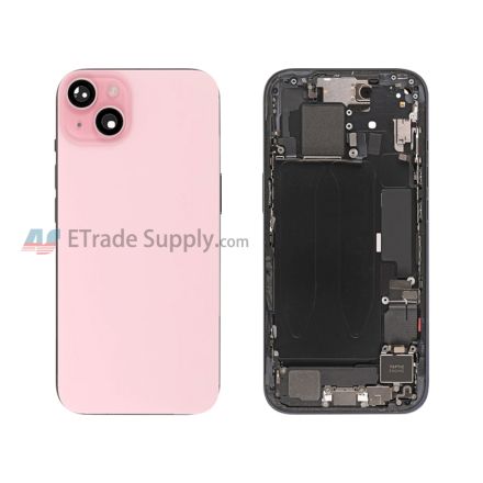For Apple iPhone 15 Rear Housing Assembly Replacement - Pink - Grade S+