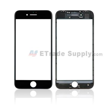 For Apple iPhone 8 Glass Lens with Frame Replacement - Black - Grade S+