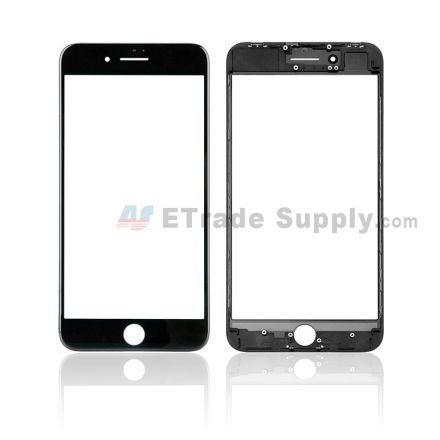 For Apple iPhone 8 Plus Glass Lens with Frame Replacement - Black - Grade S+