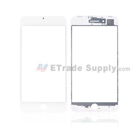 For Apple iPhone 8 Plus Glass Lens with Frame Replacement - White - Grade S+