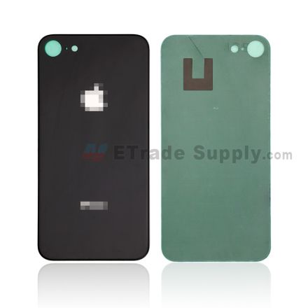 For Apple iPhone 8 Battery Door with Apple Logo Replacement - Black - Grade S+