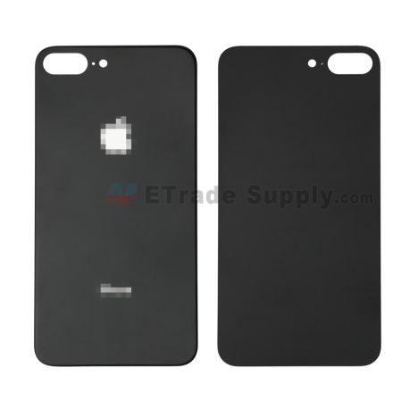 For Apple iPhone 8 Plus Battery Door with Apple Logo Replacement - Black - Grade S+