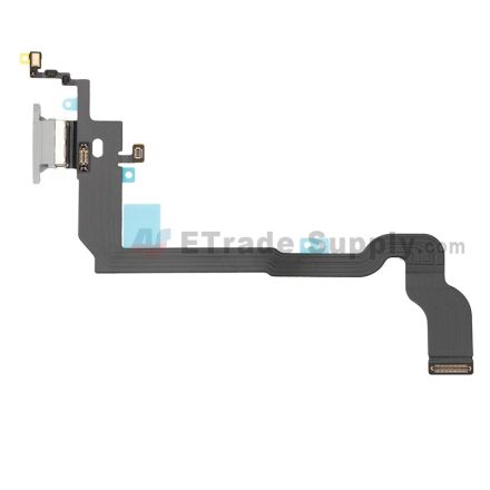 For Apple iPhone X Charging Port Flex Cable Ribbon Replacement - Silver - Grade S+
