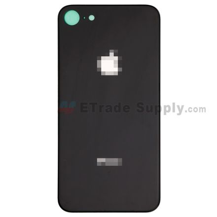 For Apple iPhone 8 Battery Door with Apple Logo Replacement - Black - Grade R