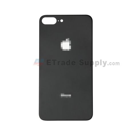 For Apple iPhone 8 Plus Battery Door with Apple Logo Replacement - Black - Grade R