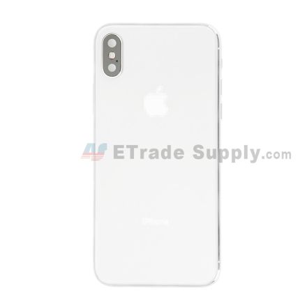 For Apple iPhone X Rear Housing Assembly with Battery Door and Apple Logo Replacement - Silver - Grade S+