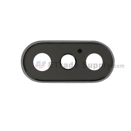 For Apple iPhone X Rear Facing Camera Lens with Bezel Replacement - Black - Grade S+