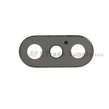 For Apple iPhone X Rear Facing Camera Lens with Bezel Replacement - Silver - Grade S+