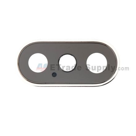 For Apple iPhone XS/XS Max Rear Facing Camera Lens with Bezel Replacement - Silver - Grade S+