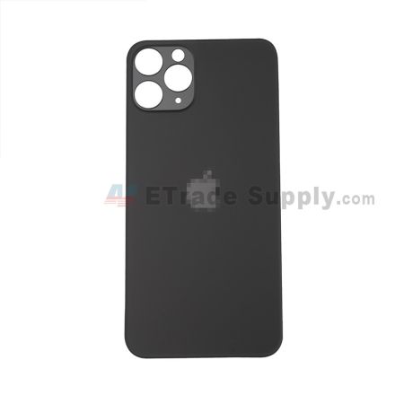 For Apple iPhone 11 Pro Battery Door with Apple Logo Replacement - Black - Grade R