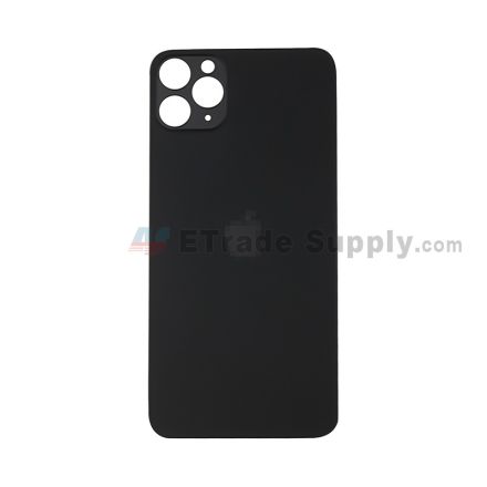 For Apple iPhone 11 Pro Max Battery Door with Apple Logo Replacement - Black - Grade R