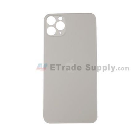 For Apple iPhone 11 Pro Max Battery Door with Apple Logo Replacement - Silver - Grade R