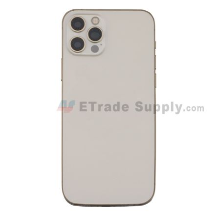 For Apple iPhone 12 Pro Rear Housing Assembly with Battery Door and Apple Logo Replacement - Gold - Grade S+
