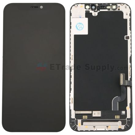 For Apple iPhone 12 Mini LCD Screen and Digitizer Assembly with Frame Replacement - Black - Grade R