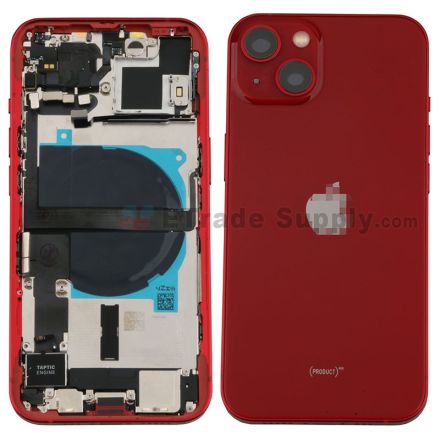 For Apple iPhone 13 Rear Housing Assembly with Battery Door and Apple Logo Replacement - Red - Grade S+