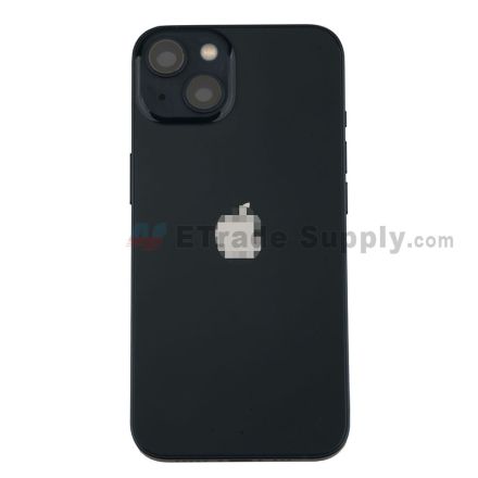 For Apple iPhone 13 Rear Housing Assembly with Battery Door and Apple Logo Replacement - Midnight - Grade S+