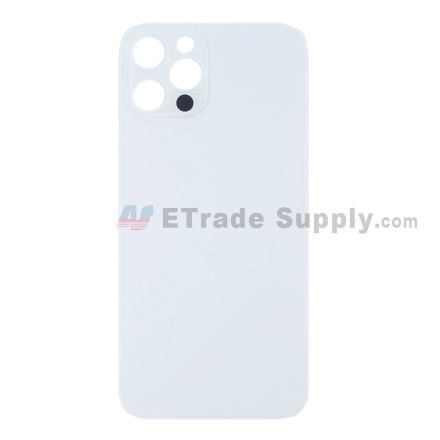 For Apple iPhone 13 Pro Max Battery Door with Apple Logo Replacement - Silver- Grade R