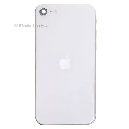 For Apple iPhone SE (2022) Rear Housing Assembly with Battery Door and Apple Logo Replacement - Starlight - Grade S+