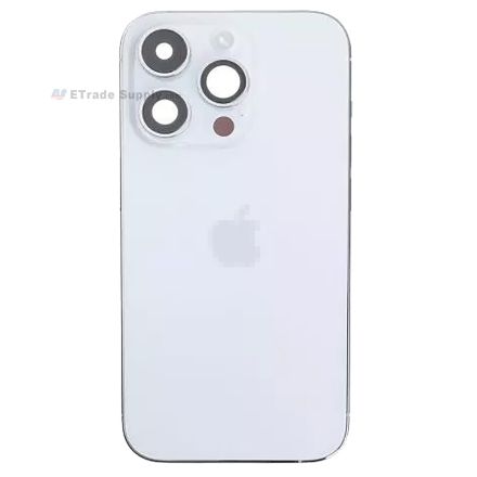 For Apple iPhone 14 Pro Rear Housing Assembly with Battery Door and Apple Logo Replacement - Silver - Grade S+