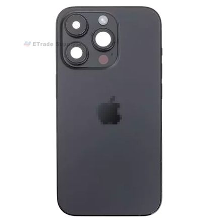For Apple iPhone 14 Pro Rear Housing Assembly with Battery Door and Apple Logo Replacement - Space Black - Grade S+