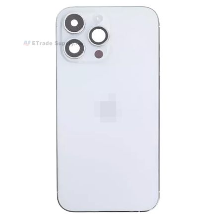 For Apple iPhone 14 Pro Max Rear Housing Assembly with Battery Door and Apple Logo Replacement - Silver - Grade S+