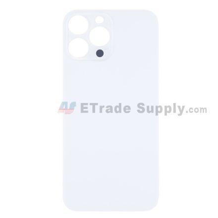 For Apple iPhone 14 Pro Max Battery Door with Apple Logo Replacement - Silver - Grade R