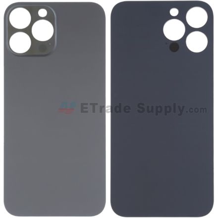For Apple iPhone 14 Pro Max Battery Door with Apple Logo Replacement - Space Black - Grade R