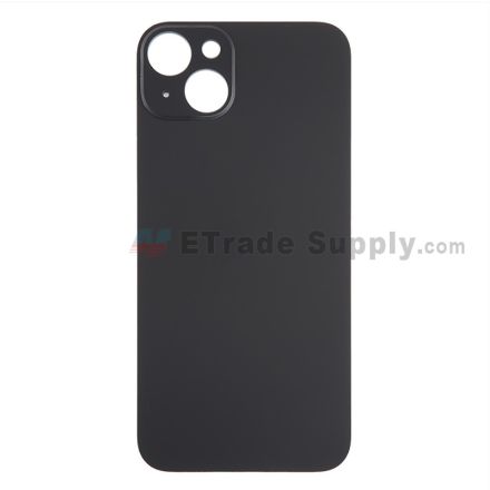 For Apple iPhone 15 Plus Battery Door with Apple Logo Replacement - Black - Grade S+