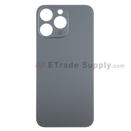 For Apple iPhone 15 Pro Max Battery Door with Apple Logo Replacement - Black - Grade S+