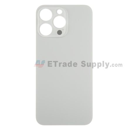 For Apple iPhone 15 Pro Max Battery Door with Apple Logo Replacement - Natural Titanium - Grade S+