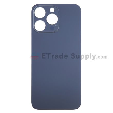 For Apple iPhone 15 Pro Max Battery Door with Apple Logo Replacement - Blue Titanium - Grade S+