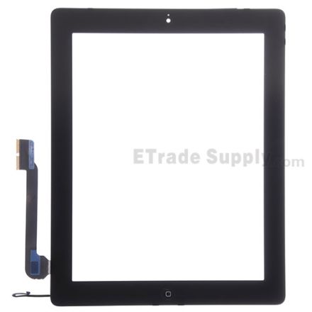 For Apple iPad 4 Digitizer Touch Screen Assembly Replacement - Black - Grade S