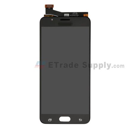 For Samsung Galaxy J7 Prime SM-G610 LCD Screen and Digitizer Assembly Replacement (Single Hole Version) - Black - With Logo - Grade S+