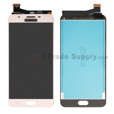 For Samsung Galaxy J7 Prime SM-G610 LCD Screen and Digitizer Assembly Replacement (Single Hole Version) - Gold - With Logo - Grade S+