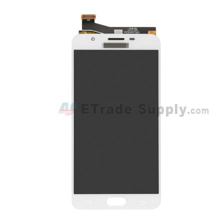 For Samsung Galaxy J7 Prime SM-G610 LCD Screen and Digitizer Assembly Replacement (Single Hole Version) - White - With Logo - Grade S+