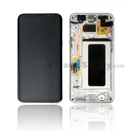 For Samsung Galaxy S8 Plus Series LCD Screen and Digitizer Assembly With Front Housing Replacement - Silver - Without Logo - Grade S+