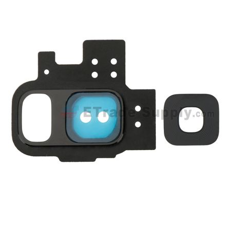 For Samsung Galaxy S9 Series Rear Facing Camera Bezel with Glass Lens Replacement - Black - Grade S+