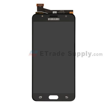 For Samsung Galaxy J7 Prime SM-G610 LCD Screen and Digitizer Assembly Replacement (Double Hole Version) - Black - With Logo - Grade S+