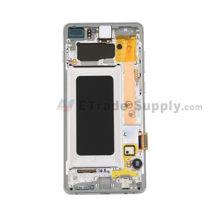 For Samsung Galaxy S10 Plus Series LCD Screen and Digitizer Assembly with Front Housing Replacement - White - Without Logo - Grade S+