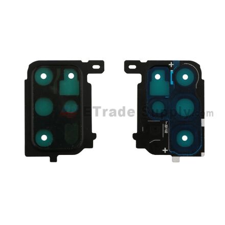 For Samsung Galaxy S20 Plus Series Rear Facing Camera Bezel with Glass Lens Replacement - Black - Grade S+