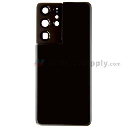 For Samsung Galaxy S21 Ultra Battery Door Replacement - Black - With Logo - Grade R
