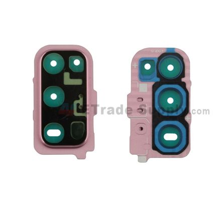 For Samsung Galaxy S20 Series Rear Facing Camera Bezel with Glass Lens Replacement - Pink - Grade S+