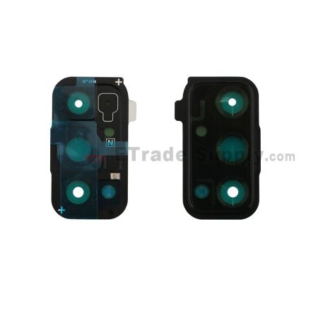 For Samsung Galaxy S20FE Series Rear Facing Camera Bezel with Glass Lens Replacement - Blue - Grade S+