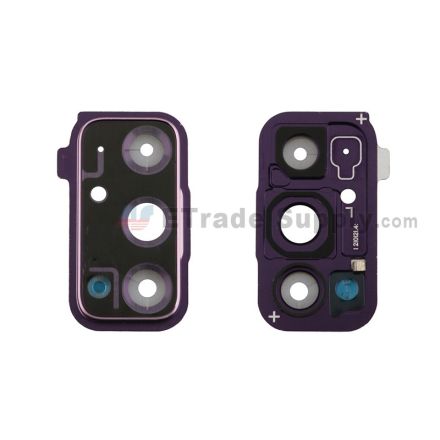 For Samsung Galaxy S20FE Series Rear Facing Camera Bezel with Glass Lens Replacement - Purple - Grade S+