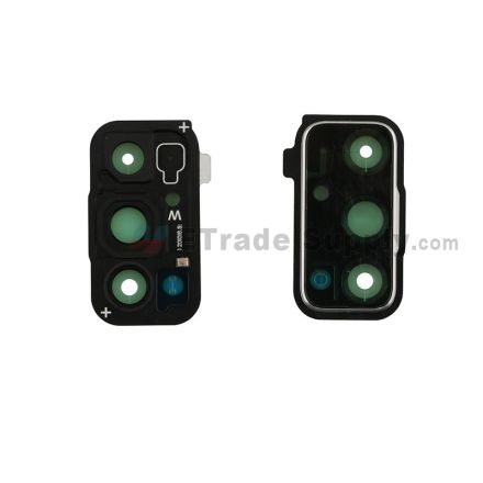 For Samsung Galaxy S20FE Series Rear Facing Camera Bezel with Glass Lens Replacement - White - Grade S+