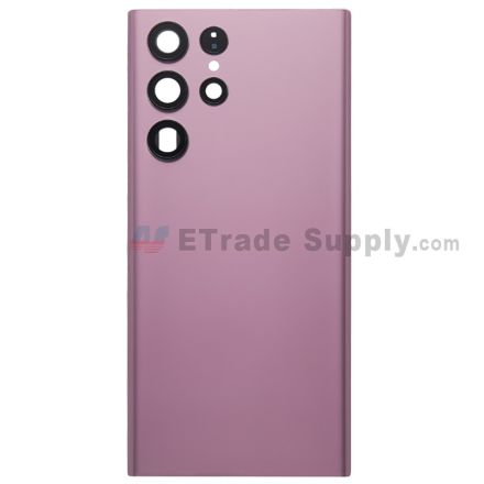 For Samsung Galaxy S22 Ultra Battery Door Replacement - Burgundy - With Logo - Grade R