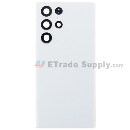 For Samsung Galaxy S22 Ultra Battery Door Replacement - White - With Logo - Grade R